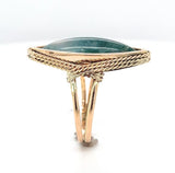 10k Yellow Gold Handwrought Genuine Natural Moss Agate Ring Size 5 (#J6580)