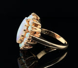 14k Yellow Gold Marquise Genuine Natural Opal Ring with Opal Halo (#J5937)