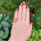 14k Gold Arts and Crafts Handwrought Genuine Natural Coral Cameo Ring  (#J7396)
