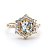 18k Gold 1.04ct Specialty Hexagon Yellow Genuine Sapphire Diamond Ring (#J5190)