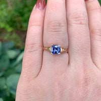 14k Yellow Gold 1.06 Carat Genuine Natural Ceylon Blue Sapphire Ring (#J7317)
