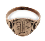 Victorian 9k Gold Signet Ring with "F" Monogram Size 6.75 Jewelry (#J7276)
