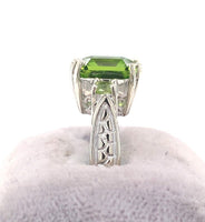 10k White Gold 4.58ct Asscher Cut Genuine Natural Peridot Ring Jewelry (#J5773)