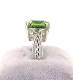 10k White Gold 4.58ct Asscher Cut Genuine Natural Peridot Ring Jewelry (#J5773)