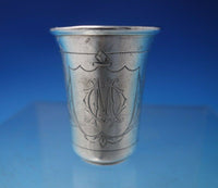 Russian .875 Silver Shot Glass Bright-Cut with Flowers 2" x 1 5/8" (#5178)