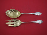 Albany By Towle Sterling Silver Salad Serving Set Gold washed 9 1/8" Serving