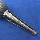 English 1867 Sterling Tussie Mussie with Tripod Base Hand Chased (#J7458)