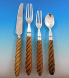 Kent Teak by Oscar de la Renta Silverplate Flatware Set Service 20 pcs Designer