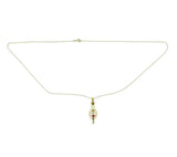 10k Yellow Gold Lavaliere Pendant with Red Glass and Pearl (#J4763)