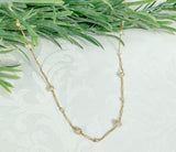 18k Gold Handwrought Antique Chain Necklace with Freshwater Pearls 24" (#J7227)