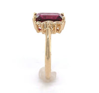 14k Gold Ring w/ Emerald Cut 3.51 Carat Genuine Natural Rhodolite Garnet #J6411