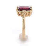 14k Gold Ring w/ Emerald Cut 3.51 Carat Genuine Natural Rhodolite Garnet #J6411