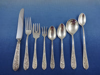 Corsage by Stieff Sterling Silver Floral Iris Flatware Set 8 Service 69 Pieces