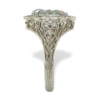 14k White Gold Filigree Ring with 1.69ct Genuine Natural Aquamarine (#J7206)