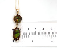 14k Yellow Gold 12 Carat TW Fire Genuine Natural Agate Pendant (#J7230)