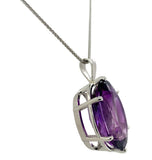 Platinum 16.33 Carat Oval Genuine Natural Amethyst Pendant w/ 18" Chain (#J7453)