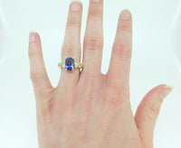 18k Yellow Gold 2.59ct Genuine Natural Tanzanite and Diamond Ring (#J1811)