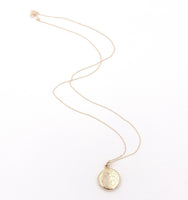 10k Yellow Gold Small Round Engraved Locket with 14k Chain Jewelry (#J6525)