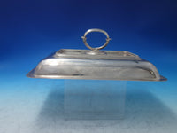 Beaded English Silverplate Top of Vegetable Dish removable handle (#6124)