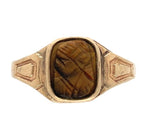 9k Rose Gold Genuine Natural Tiger's Eye Quartz Cameo Ring Size 6 (#J7059)