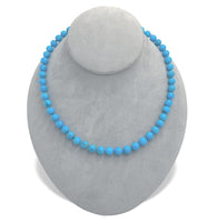 Fine 8mm Ithaca Peak Blue Genuine Turquoise Strand of Beads Necklace (#J7233)