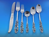 Tele by Mylius Brodrene Silver Flatware Set Service 55 pcs Norwegian Pierced
