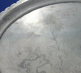 Chinese Sterling Silver Serving Plate with Chrysanthemum Bird Dragonfly (#6194)