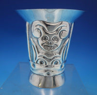 Sterling Silver Vase Handwrought with Faces 4 1/8" x 4 1/8" 4.6 ozt. (#6532)