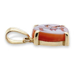 14k Yellow Gold Genuine Natural Carnelian Signet Initial "K" Pendant (#J7434)