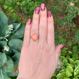 10k Yellow Gold 7.36 Carat Genuine Natural Coral Filigree Ring Size 6 (#J7369)