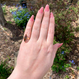 Antique 9k Rosey Yellow Gold Genuine Natural Agate Ring Size 5.25 (#J7270)