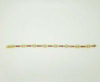 18k Yellow Gold 3 Carat Genuine Natural Ruby and Diamond Bracelet (#J3326)