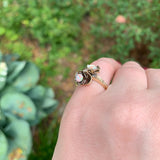 10k Yellow Gold Bypass Ring with Australian Opals in Flower Settings (#J7400)
