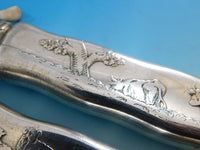 Lap Over Edge Acid Etched by Tiffany Sterling Silver Roast Carving Set Cow Motif