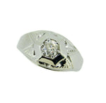 18k White Gold Art Deco 1/2ct Genuine Natural Diamond Men's Ring (#J4636)