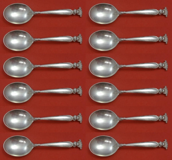 Romance of the Sea by Wallace Sterling Silver Cream Soup Spoon Set 12 pcs 6"