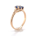 Victorian 10k Yellow Gold Ring with Two Genuine Natural Sapphires (#J6393)
