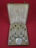 Golden Crown by W and S Sorensen Oyster Set 7pc (6 Forks 1 Server) in Fitted Box