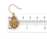 14k Gold Genuine Natural Citrine Carved Fan Shaped Drop Earrings (#J7520)