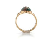 14k Yellow Gold Arts and Crafts Genuine Natural Turquoise Ring Handmade (#J6279)