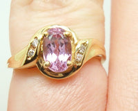 14k Gold 1.27ct Oval Pink Genuine Natural Topaz Ring with Diamonds (#J895)