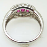 Fine Platinum Genuine Natural Ruby and Diamond Ring (#J3259)