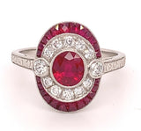 Platinum 1.78ct Genuine Natural Ruby and Diamond Ring Size 6 Jewelry (#J4860)