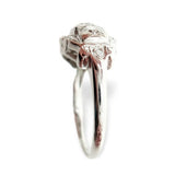 14k White Gold Vintage 1 Carat Genuine Natural Diamond Cocktail Ring (#J2874)