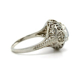 18k Gold Hand Pierced Filigree Genuine Natural Moonstone Ring Blue Flash #J5572
