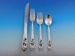 Silver Iris by International Sterling Silver Flatware Set for 8 Service 39 pcs