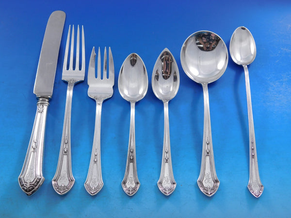 Lenox by Durgin Sterling Silver Flatware Set for 8 Service 63 pcs R monogram