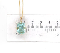 14k Yellow Gold 7.23 Carat Antique Cushion Cut Genuine Aquamarine Pendant #J6731