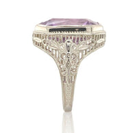 14k Gold Filigree Art Deco Large 7.90 Carat Genuine Natural Amethyst Ring #J7016