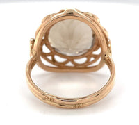 18k and 14k Rose Gold Handwrought Genuine Natural Smoky Quartz Ring (#J6605)